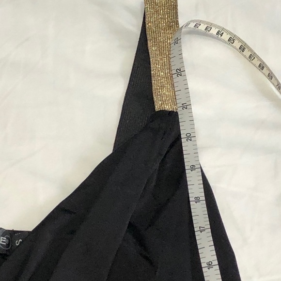 Black and Gold Empire Waist Top Low Cut - Picture 7 of 9